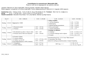 Fremdriftsplan for Matematikk sommerkurs 2026