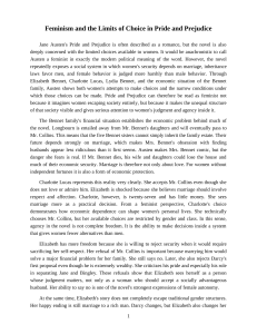 Feminism and the Limits of Choice in Pride and Prejudice