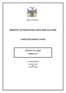 Namibia Grade 8-9 History Syllabus 2024-2026