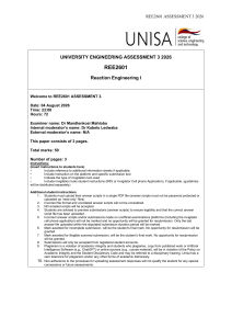 REE2601 Reaction Engineering I Assessment 3 2026