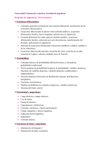 Programa de asignaturas Tercer semestre Ingenier&iacute;a Universidad Nacional de Asunci&oacute;n