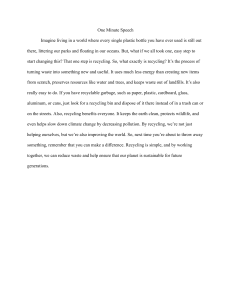 One Minute Speech on Recycling Benefits