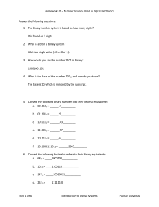 Homework #1: Number Systems in Digital Electronics