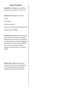 Civil Code: General Provisions on Obligations