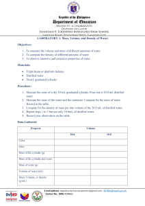 Lab 1: Mass, Volume, and Density of Water