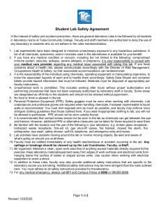 Tulsa Community College Student Lab Safety Agreement