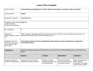 Grade 10 English Lesson Plan: Point of View & Narrative Techniques