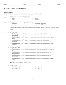 Algebra 2 Final Exam Review