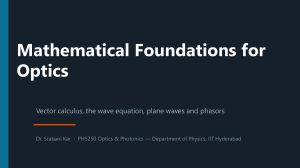 Mathematical Foundations for Optics: Vector Calculus & Wave Equations