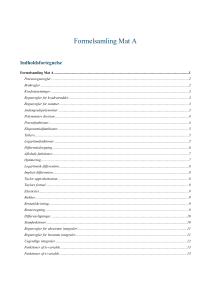 Formelsamling Mat A: Matematiske formler og regler