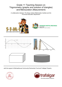 Grade 11 Trigonometry & Mensuration Teaching Session