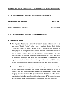 International Law Moot Court Competition: Asset Recovery Case