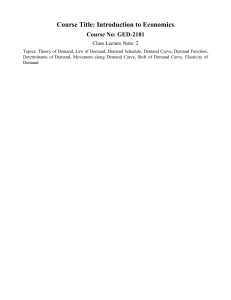Introduction to Economics Lecture Note: Demand Theory