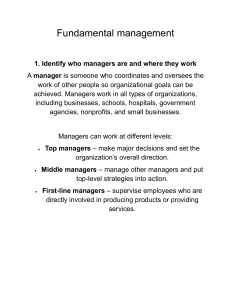 Fundamental Management: Managers & Their Roles