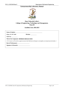 Entrepreneurship Laboratory Manual: Mindset Reflection