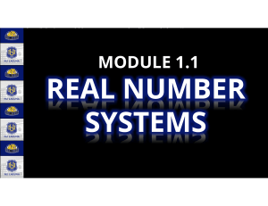 Real Number Systems Module 1.1