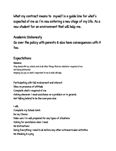 Student Personal Contract: Expectations & Commitments