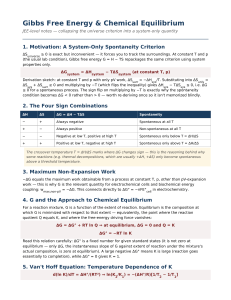 Gibbs Free Energy & Chemical Equilibrium Notes