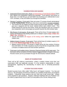 Organic Chemistry Course Exams & Quizzes Syllabus