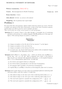 Technical University of Denmark Electromagnetism Exam