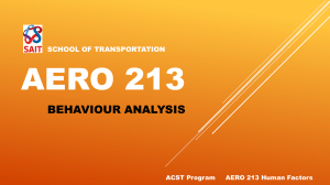AERO 213 Behaviour Analysis: Human Factors in Aviation