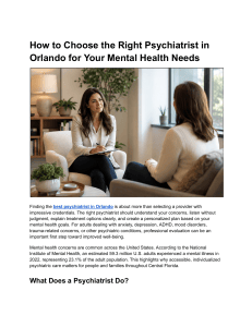 How to Choose the Right Psychiatrist in Orlando