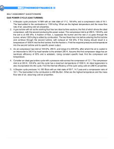 Thermodynamics II Gas Power Cycle Self-Assessment