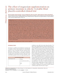Magnesium Supplementation and Insomnia in Elderly: Clinical Trial