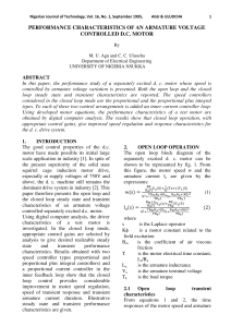 Performance Characteristics of Armature Voltage Controlled DC Motor
