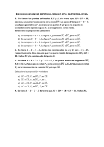Ejercicios de Geometr&iacute;a: Puntos, Rectas, Segmentos, Rayos