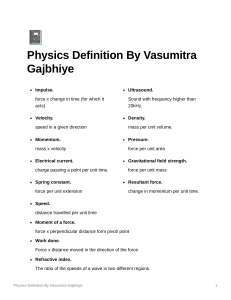 Physics Definition By Vasumitra Gajbhiye