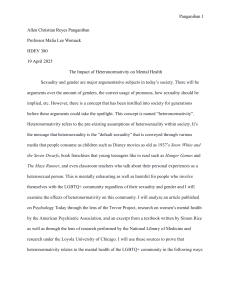 Impact of Heteronormativity on LGBTQ+ Mental Health