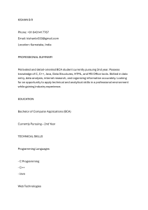 Kishan B R Resume - BCA Student