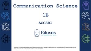 Communication Science 1B Module: Intrapersonal & Interpersonal Communication