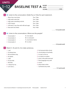 Baseline Test A Units 1-12 English Assessment