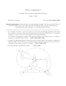 Automata Theory Assignment I - IIIT Hyderabad 2026