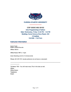 Florida Atlantic University COP 3035C Syllabus: Intro Programming in Python