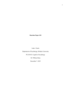 Reaction Paper on Procrastination in Cognitive Psychology