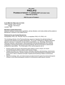 PHCL412 Pharmacotherapy 1: Cardiology Syllabus