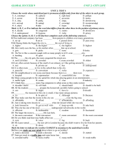 Global Success 9 Unit 2 City Life Test 1