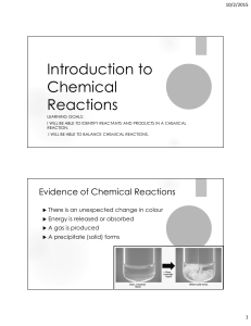 Introduction to Chemical Reactions