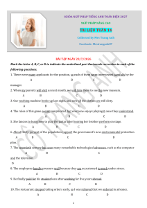 Advanced English Grammar Exercises Week 14