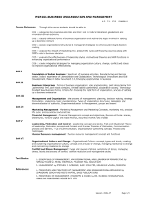MGN101 Business Organisation and Management Course Outline