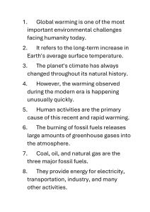 Global Warming: Causes, Impacts, and Solutions
