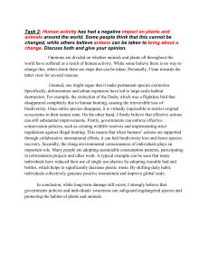 Human Impact on Plants and Animals: Essay Discussion