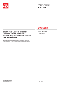 ISO 25003:2026 Standard for Gentiana Root and Rhizome