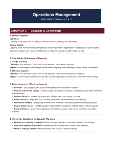 Operations Management Study Notes: Capacity, Job Design, Aggregate Planning