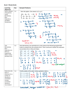 Linear Algebra Exam 1 Study Guide