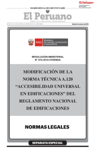 Resoluci&oacute;n Ministerial 072-2019-Vivienda: Modificaci&oacute;n Norma A.120 Accesibilidad Universal