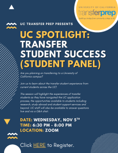UC Transfer Student Success Panel: Event Details
